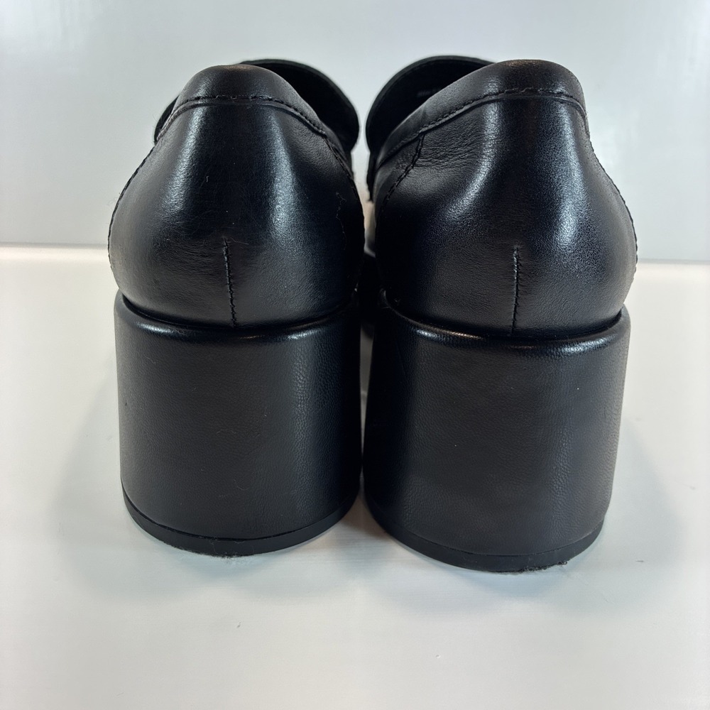 Women's 7.5 Shoes Dolce Vita Black Leather Yanni Platform Penny Loafers Mint - Picture 8 of 15